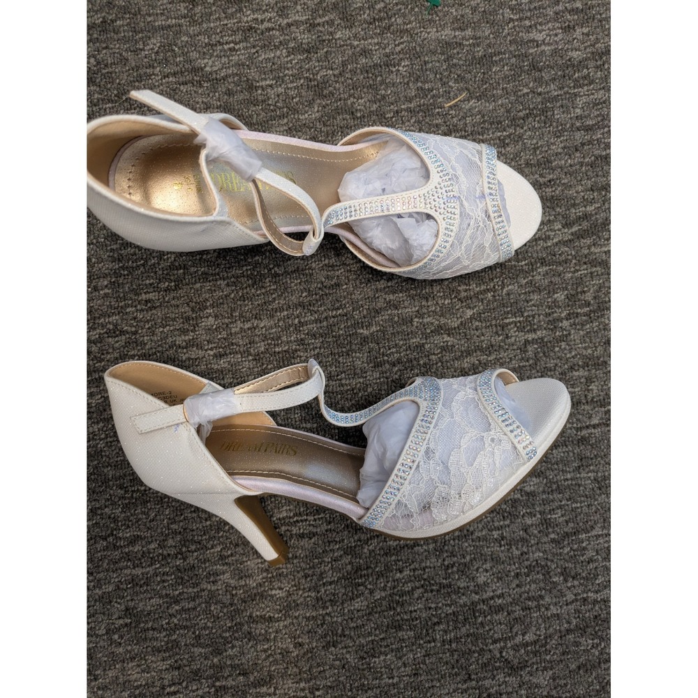 NEW Dream Pairs Amore 2 Heels Women's 8 White Lace Rhinestone Wedding Stiletto